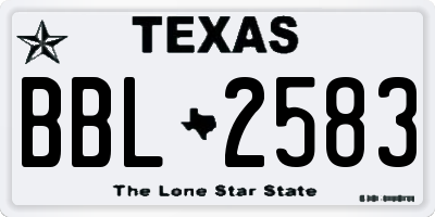 TX license plate BBL2583