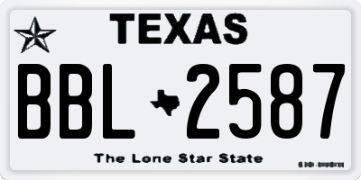 TX license plate BBL2587