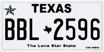TX license plate BBL2596