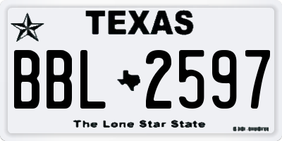 TX license plate BBL2597