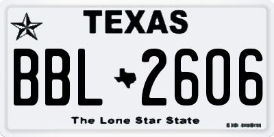 TX license plate BBL2606