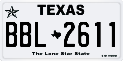 TX license plate BBL2611
