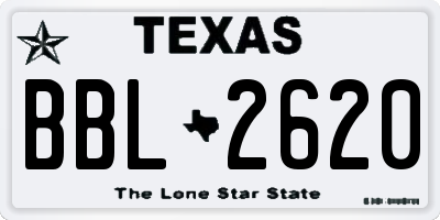 TX license plate BBL2620