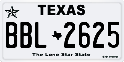 TX license plate BBL2625