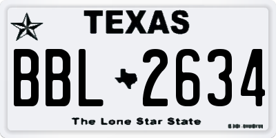TX license plate BBL2634