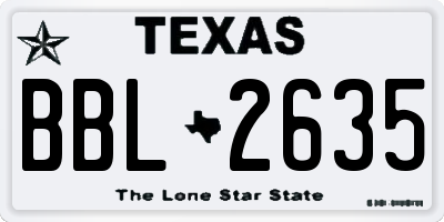 TX license plate BBL2635