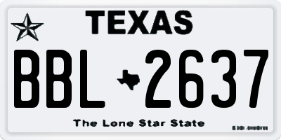 TX license plate BBL2637