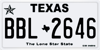 TX license plate BBL2646