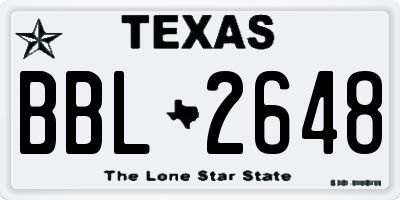 TX license plate BBL2648