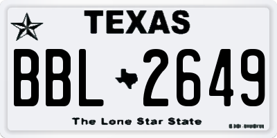 TX license plate BBL2649