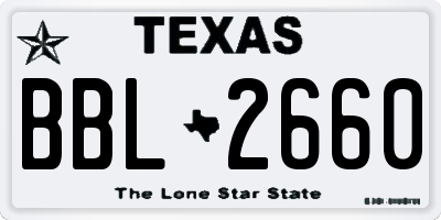 TX license plate BBL2660