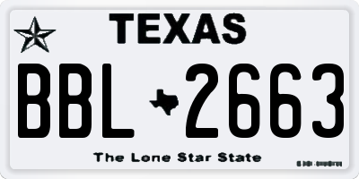 TX license plate BBL2663