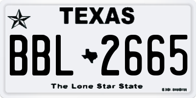 TX license plate BBL2665
