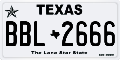 TX license plate BBL2666