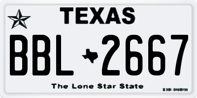 TX license plate BBL2667
