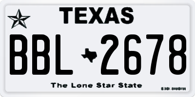 TX license plate BBL2678