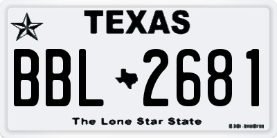 TX license plate BBL2681