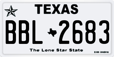 TX license plate BBL2683