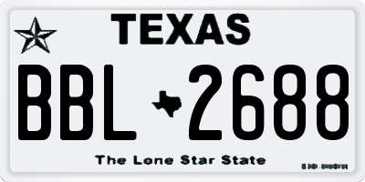 TX license plate BBL2688