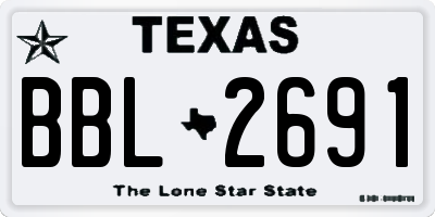 TX license plate BBL2691
