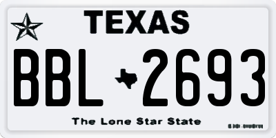 TX license plate BBL2693