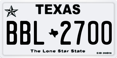 TX license plate BBL2700
