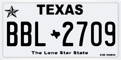TX license plate BBL2709