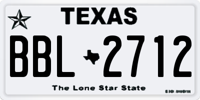 TX license plate BBL2712