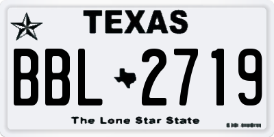 TX license plate BBL2719