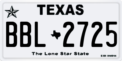 TX license plate BBL2725