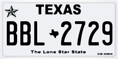 TX license plate BBL2729