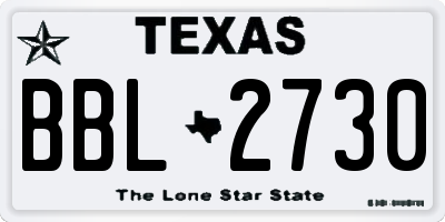 TX license plate BBL2730