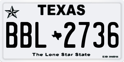 TX license plate BBL2736