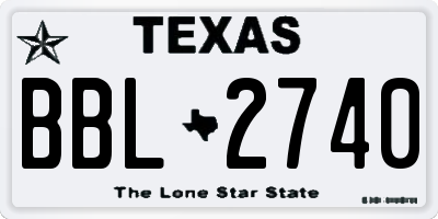 TX license plate BBL2740