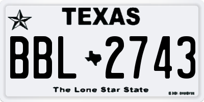 TX license plate BBL2743