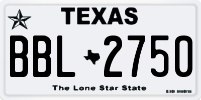 TX license plate BBL2750