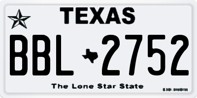 TX license plate BBL2752