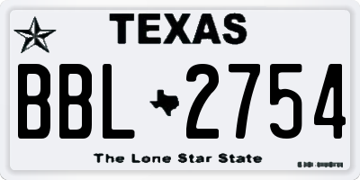 TX license plate BBL2754