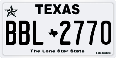 TX license plate BBL2770