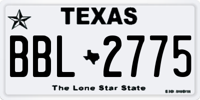 TX license plate BBL2775