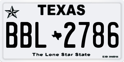 TX license plate BBL2786