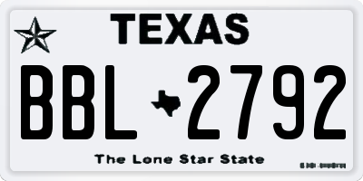 TX license plate BBL2792