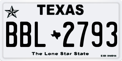 TX license plate BBL2793