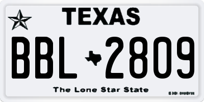 TX license plate BBL2809