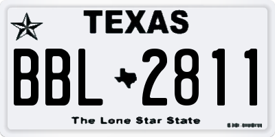 TX license plate BBL2811