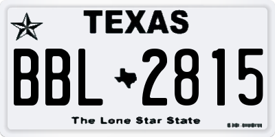 TX license plate BBL2815