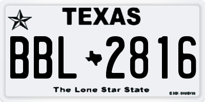 TX license plate BBL2816