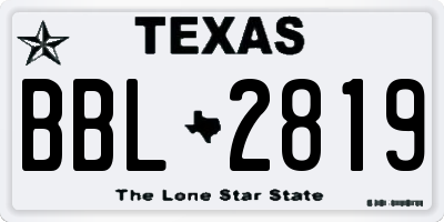 TX license plate BBL2819