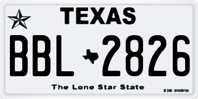 TX license plate BBL2826