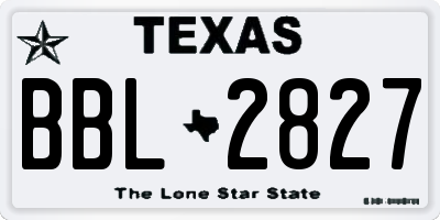 TX license plate BBL2827
